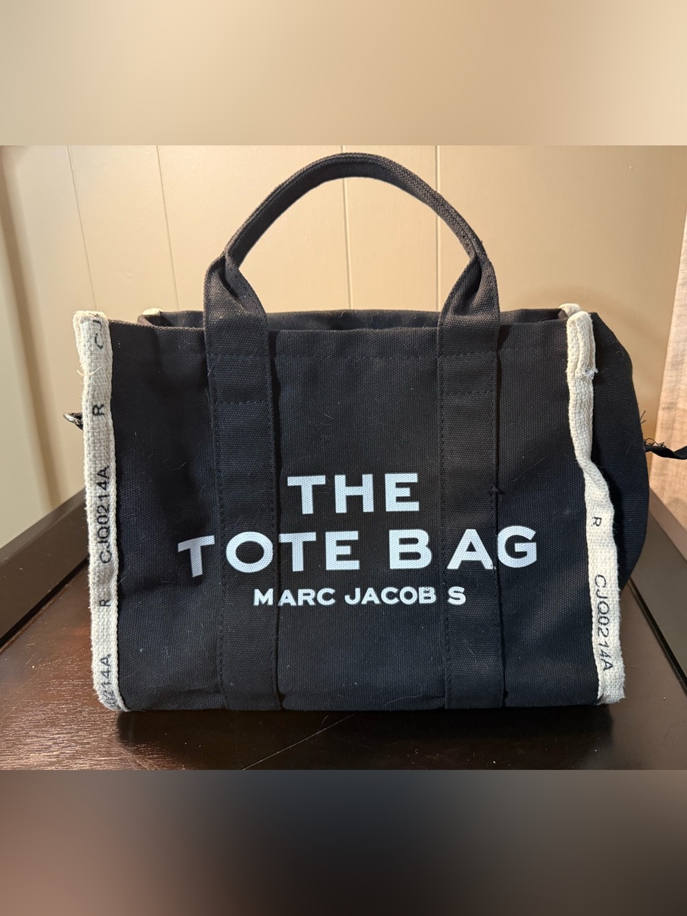 Marc Jacobs Black Canvas 'The Tote Bag' with White Logo
